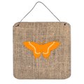 Micasa Butterfly Burlap And Orange Aluminium Metal Wall Or Door Hanging Prints 6 x 6 In. MI238049